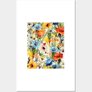 Bright Summer Flowers Pattern 2 Posters and Art